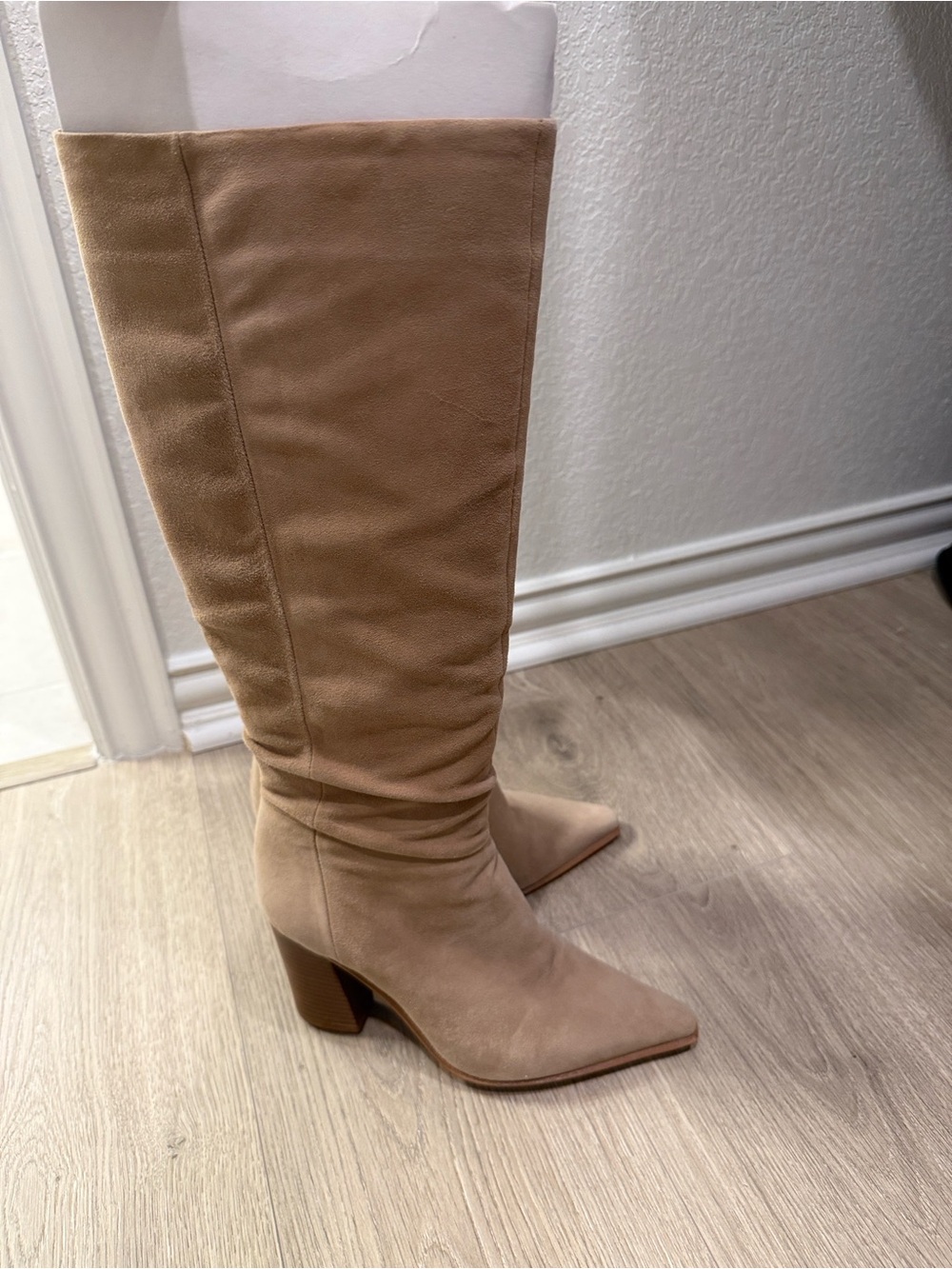 Vince Camuto Women's Tall Pointed-Toe Suede Knee Boots - Taupe